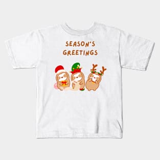 Christmas Season’s Greetings Sloths Kids T-Shirt